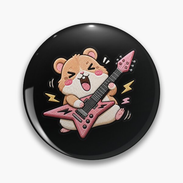 Artikelvorschau, Hyper Hamster Gitarren-Stickaufnäher, lustig, Kawaii entworfen und verkauft von ColorSplash123.
