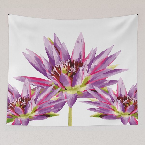 Item preview, Three Lotos Flowers in purple white Background designed and sold by Move-Art.