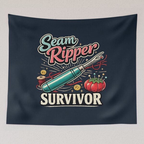 Item preview, Seam Ripper Survivor Vintage Sewing Humor Design designed and sold by blankTeeShirt.