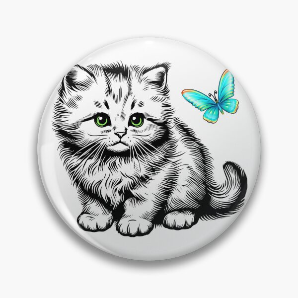 Item preview, The kitten admires a butterfly, radiating positivity. designed and sold by orthodox-icon.