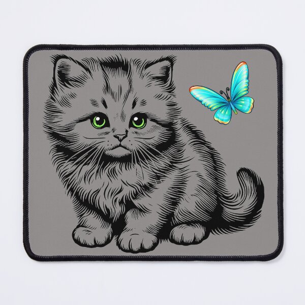 Item preview, The kitten admires a butterfly, radiating positivity. designed and sold by orthodox-icon.