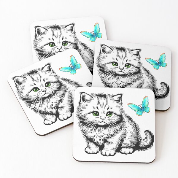 Item preview, The kitten admires a butterfly, radiating positivity. designed and sold by orthodox-icon.