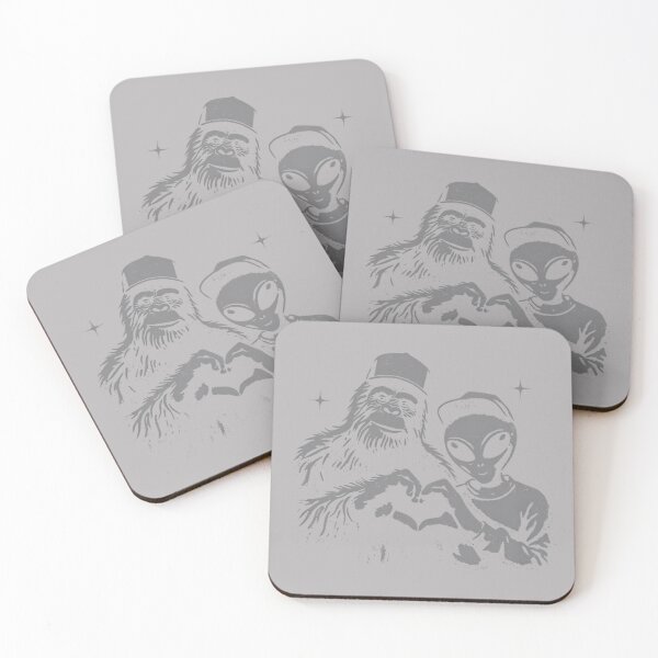 Item preview, Bigfoot and Alien Sasquatch Love Hand Sign designed and sold by GreggRoss.