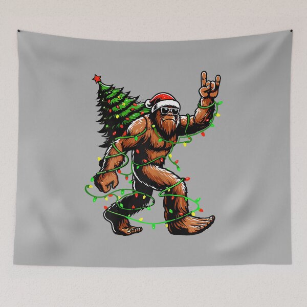 Item preview, Santa Bigfoot Christmas Tree Xmas Lights Funny Sasquatch designed and sold by ArleneRowe.
