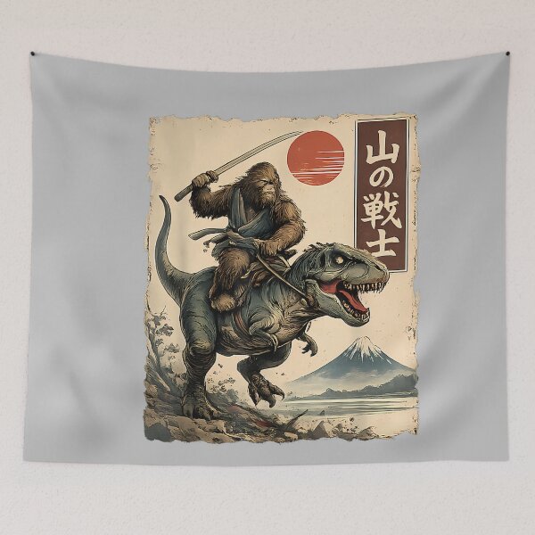 Item preview, Bigfoot Riding T-Rex Japanese Ukiyo-e Art Samurai Sasquatch designed and sold by mjohnson9.