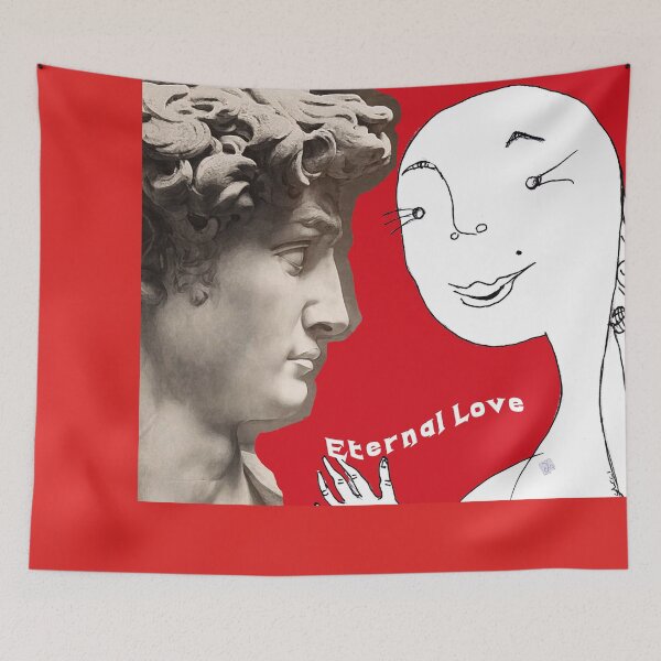Item preview, Eternal Love - Sculpture and Cartoon Lady (Original Ink Drawing by ACCI) designed and sold by VanyssaGraphics.