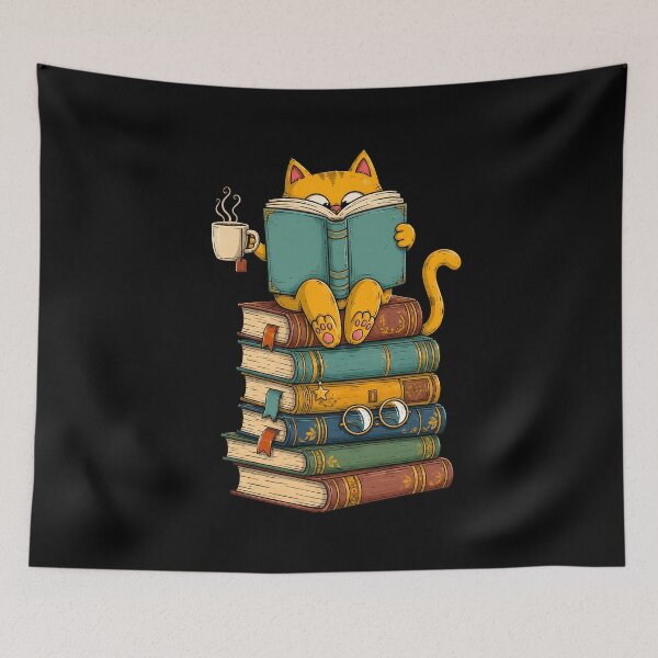 Item preview, Reading Cat Funny Book and Tea Lover designed and sold by Randomera.