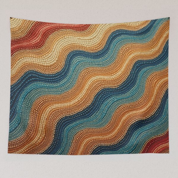 Item preview, Aboriginal Inspired Dot Art - With Multicolored Wavy Streams designed and sold by GrinGalore.