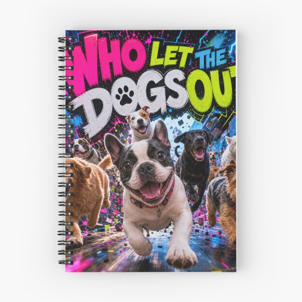 Item preview, WHO LET THE DOGS OUT — Neon Dog Collage Poster designed and sold by Jandedan.
