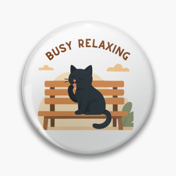 Item preview, Busy Relaxing - Funny Black Cat on a Bench in the Park Illustration designed and sold by Inka Moon Design.
