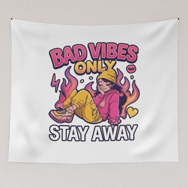 Item preview, Bad Vibes Only Stay Away Cartoon Girl designed and sold by Ahmedsyde.