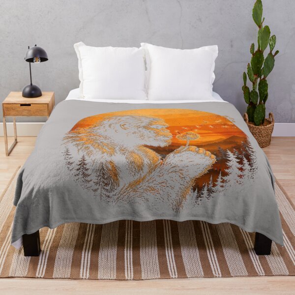 Item preview, Bigfoot Blowing Dandelion Retro Sunset Forest Design designed and sold by GreggRoss.