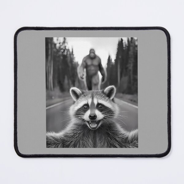 Item preview, Scared Raccoon Selfie with Sasquatch Bigfoot, Funny Raccoon designed and sold by ArleneRowe.