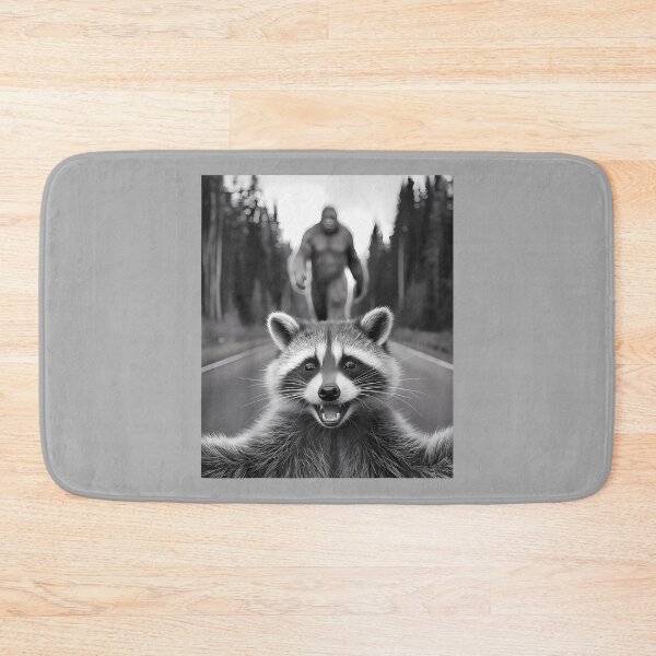 Item preview, Scared Raccoon Selfie with Sasquatch Bigfoot, Funny Raccoon designed and sold by ArleneRowe.