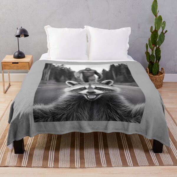 Item preview, Scared Raccoon Selfie with Sasquatch Bigfoot, Funny Raccoon designed and sold by ArleneRowe.