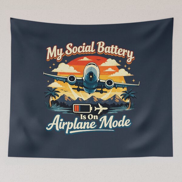 Item preview, My Social Battery Is On Airplane Mode – Funny Introvert Design designed and sold by blankTeeShirt.