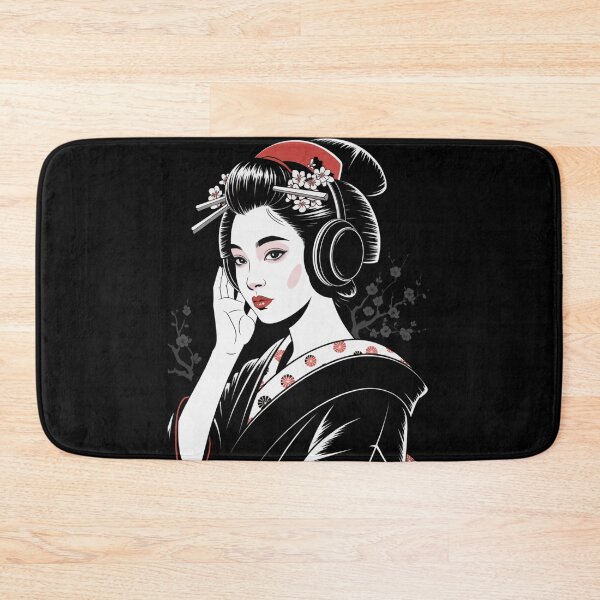 Item preview, Geisha Headphones Monochrome Red Lofi Japanese Art T-Shirt designed and sold by DarylWelsh2024.