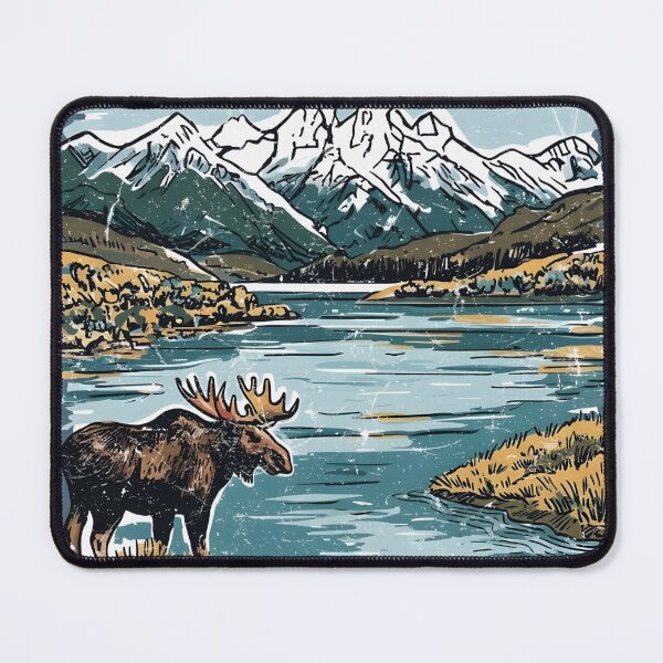 Item preview, Grand Teton National Park Cute Moose Colorful Landscape  designed and sold by HowToCanadian.