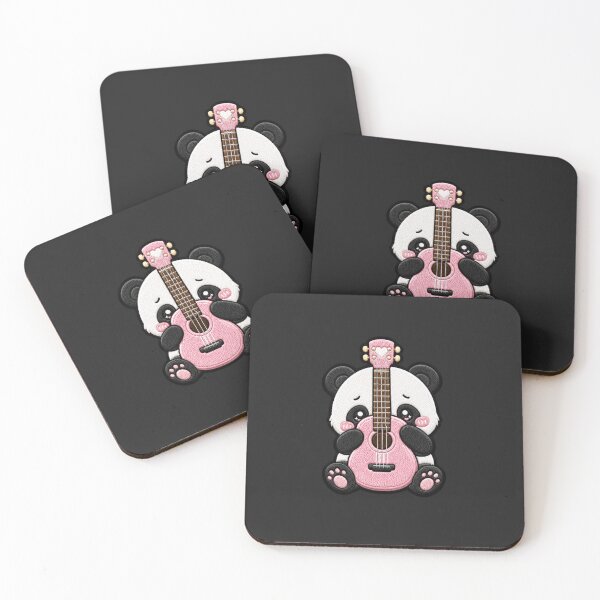 Item preview, Shy Panda Guitar Embroidery Patch Cute Kawaii designed and sold by ColorSplash123.