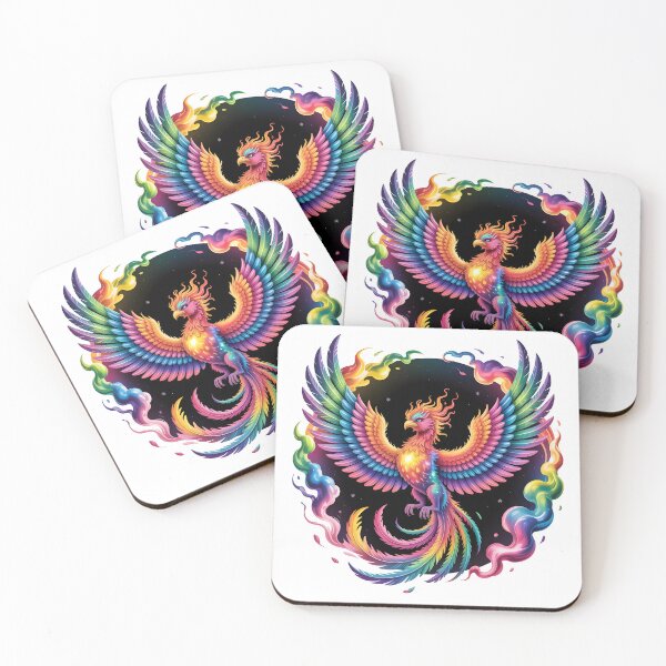 Item preview, Rainbow Cosmic Phoenix Rebirth T-Shirt | Neon Galaxy Fire Bird Design designed and sold by RBToper.