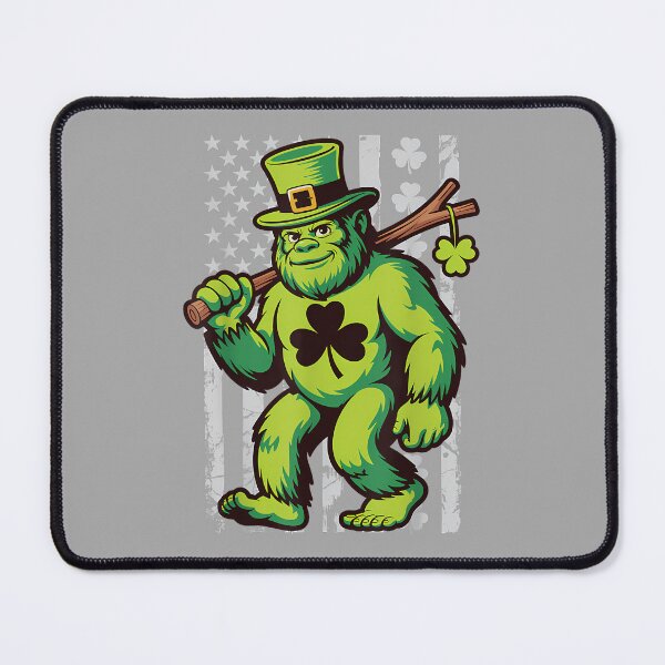 Item preview, St Patricks Day Bigfoot American Flag USA Shamrocks Vintage designed and sold by ArleneRowe.