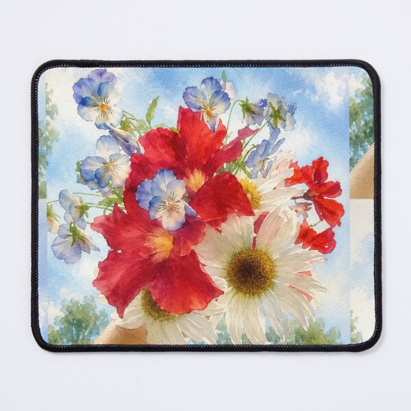 Item preview, Americana Blooms Daydream - Red White Blue Patriotic Watercolor Flowers designed and sold by Loveisthebtwd.
