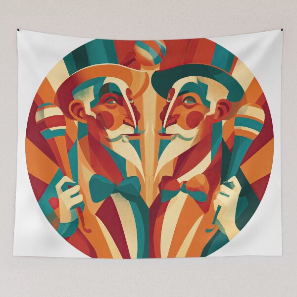 Item preview, Wall Art - Postcard - Carnival Symmetry: The Juggling Twins designed and sold by ForeverPrintsOK.