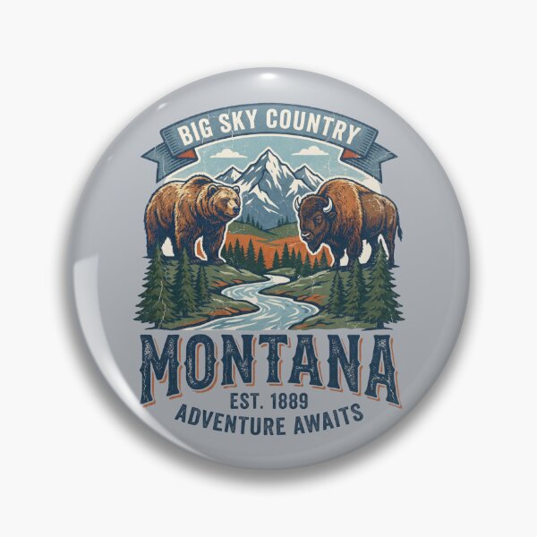 Item preview, Montana Big Sky Country Vintage Bear Bison Mountain Adventure designed and sold by Milasneeze.