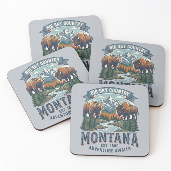 Item preview, Montana Big Sky Country Vintage Bear Bison Mountain Adventure designed and sold by Milasneeze.