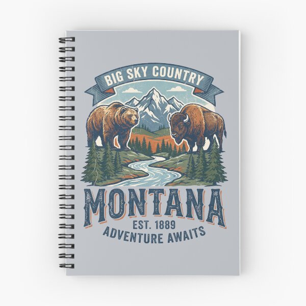 Item preview, Montana Big Sky Country Vintage Bear Bison Mountain Adventure designed and sold by Milasneeze.