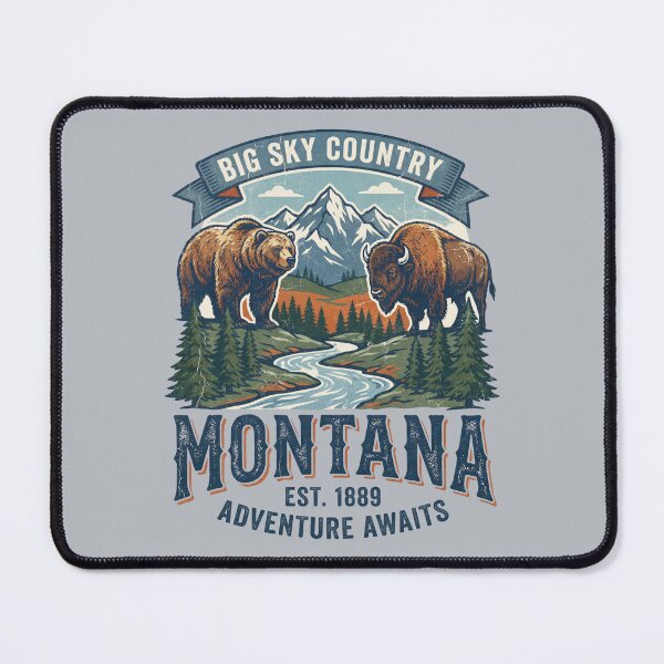 Item preview, Montana Big Sky Country Vintage Bear Bison Mountain Adventure designed and sold by Milasneeze.
