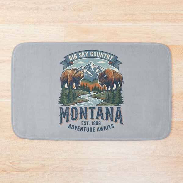 Item preview, Montana Big Sky Country Vintage Bear Bison Mountain Adventure designed and sold by Milasneeze.
