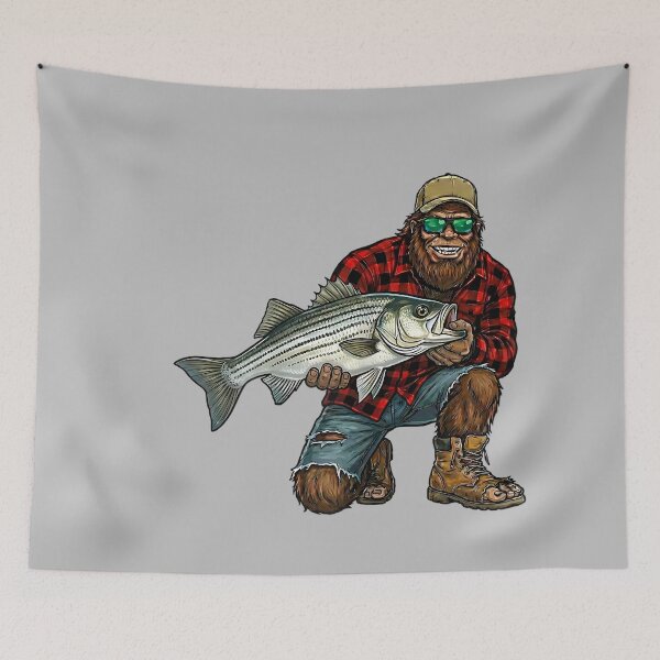 Item preview, Bigfoot Striped Bass Fishing Trophy Funny Sasquatch designed and sold by mjohnson9.