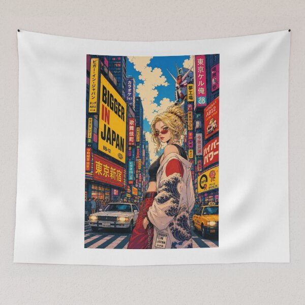 Item preview, Bigger in Japan – Retro Cyber Tokyo Anime Girl Poster designed and sold by zumerdiego.