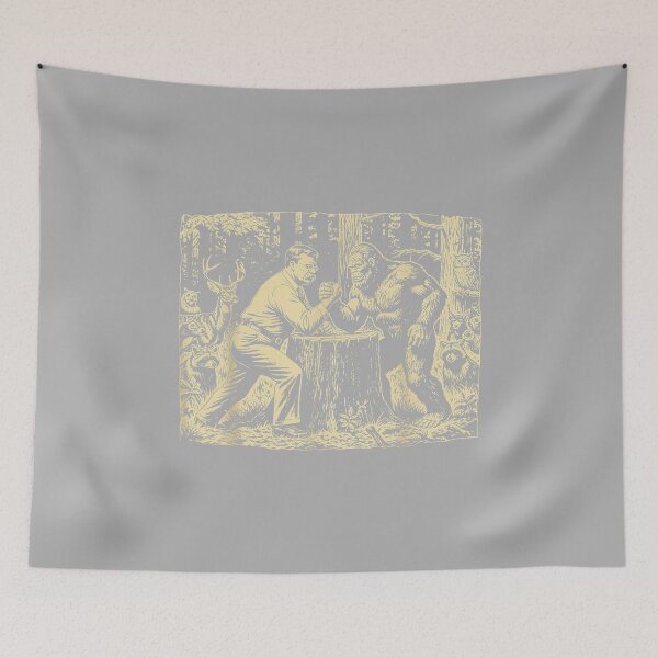 Item preview, Theodore Roosevelt Teddy and Bigfoot Arm Wrestling Retro designed and sold by ArleneRowe.