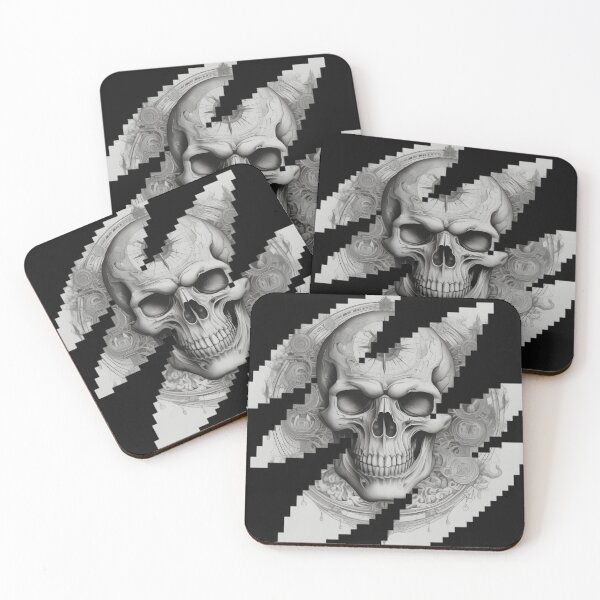 Item preview, Gothic Skull Compass Patch, Pixel Shredded Dark Fantasy Engraving designed and sold by DarkOriginArts.