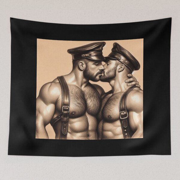 Item preview, Leather Bar Hunks Tom of Finland Leather Man Tribute Gay Art designed and sold by ItsAKinkThing.