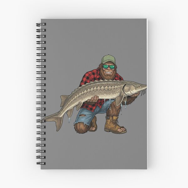 Item preview, Bigfoot Sturgeon Fishing Trophy Funny Sasquatch Fisherman Pullover Hoodie designed and sold by mjohnson9.