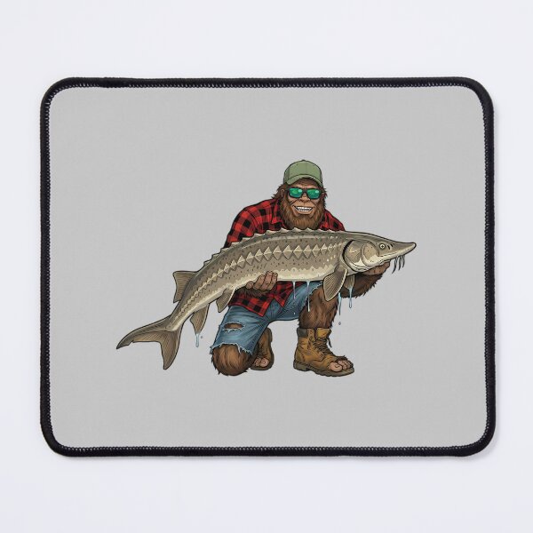 Item preview, Bigfoot Sturgeon Fishing Trophy Funny Sasquatch Fisherman Pullover Hoodie designed and sold by mjohnson9.
