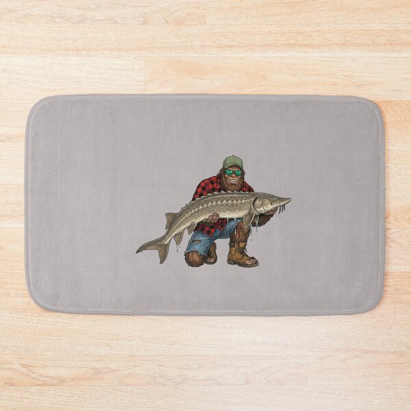 Item preview, Bigfoot Sturgeon Fishing Trophy Funny Sasquatch Fisherman Pullover Hoodie designed and sold by mjohnson9.