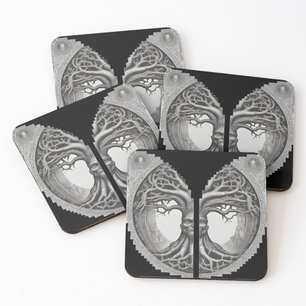 Item preview, Gothic Tree of Life Patch, Norse Yggdrasil Split Geometric Engraving designed and sold by DarkOriginArts.
