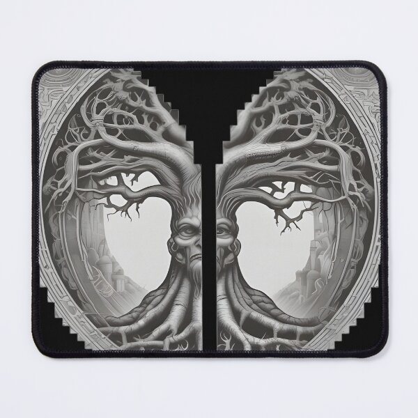 Item preview, Gothic Tree of Life Patch, Norse Yggdrasil Split Geometric Engraving designed and sold by DarkOriginArts.