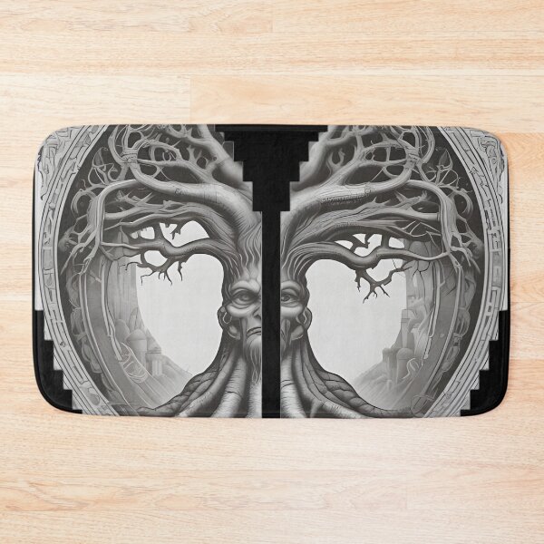 Item preview, Gothic Tree of Life Patch, Norse Yggdrasil Split Geometric Engraving designed and sold by DarkOriginArts.