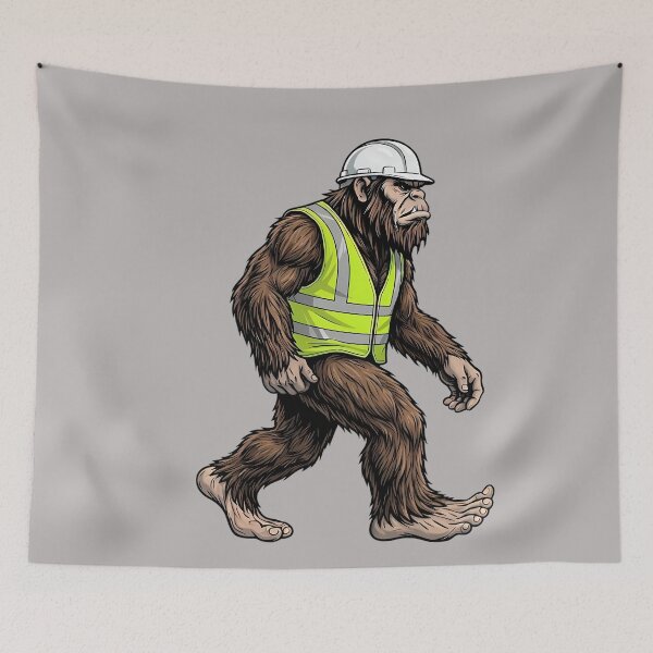 Item preview, Bigfoot Construction Worker Sasquatch Safety Vest Builder Performance designed and sold by GreggRoss.