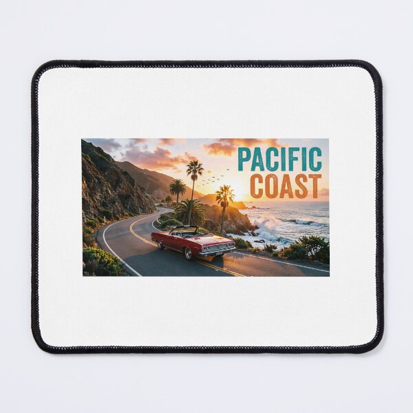 Item preview, *Pacific Coast Highway California Sunset Road Trip Design* *California Coast Classic Car Palm Trees Sunset Art* *Pacific Coast Highway Retro Road Trip Travel Gift* designed and sold by Petringo.