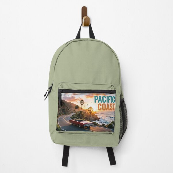 Item preview, *Pacific Coast Highway California Sunset Road Trip Design* *California Coast Classic Car Palm Trees Sunset Art* *Pacific Coast Highway Retro Road Trip Travel Gift* designed and sold by Petringo.