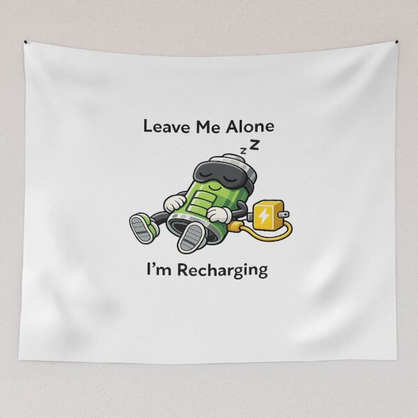 Item preview, Leave Me Alone I’m Recharging – Funny Introvert Battery Cartoon designed and sold by blankTeeShirt.