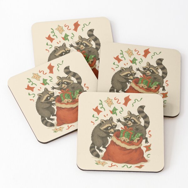 Item preview, Festive Raccoon Surprise designed and sold by ChirpInc.