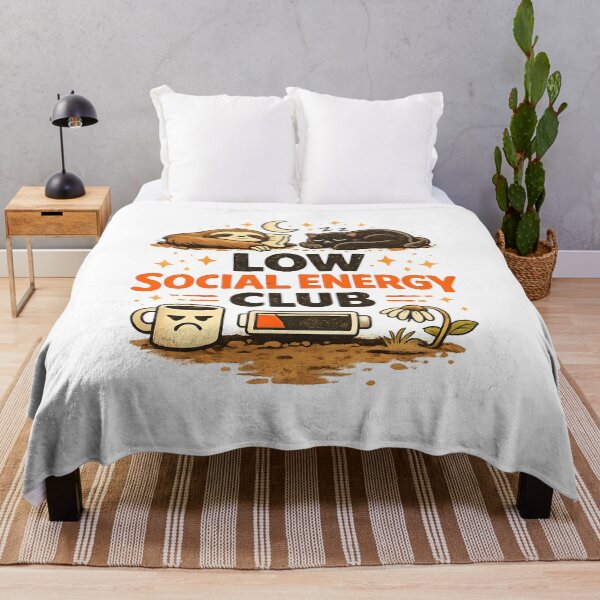 Item preview, Low Social Energy Club – Cute Introvert Sloth & Black Cat Design designed and sold by blankTeeShirt.
