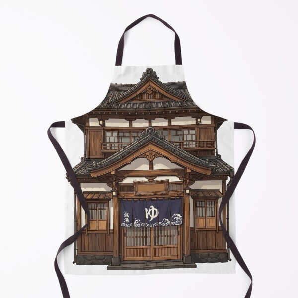Item preview, Japanese Sento Bathhouse Traditional Wooden Architecture Art Print designed and sold by vekotpu.